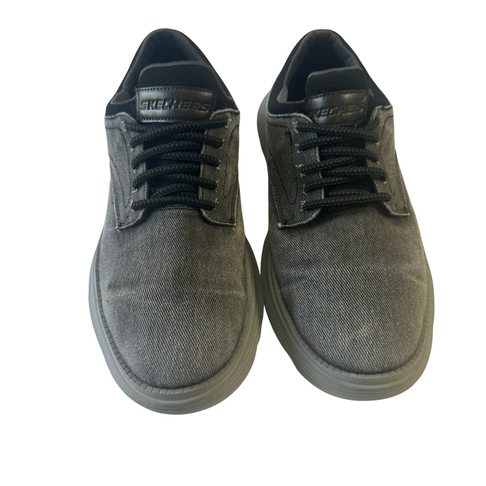 Skechers Classic Fit Air-Cooled Memory Foam Gray Canvas Sneakers Mens